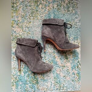 Joie Cierra cuffed suede tassel heeled ankle booties, size 8.5